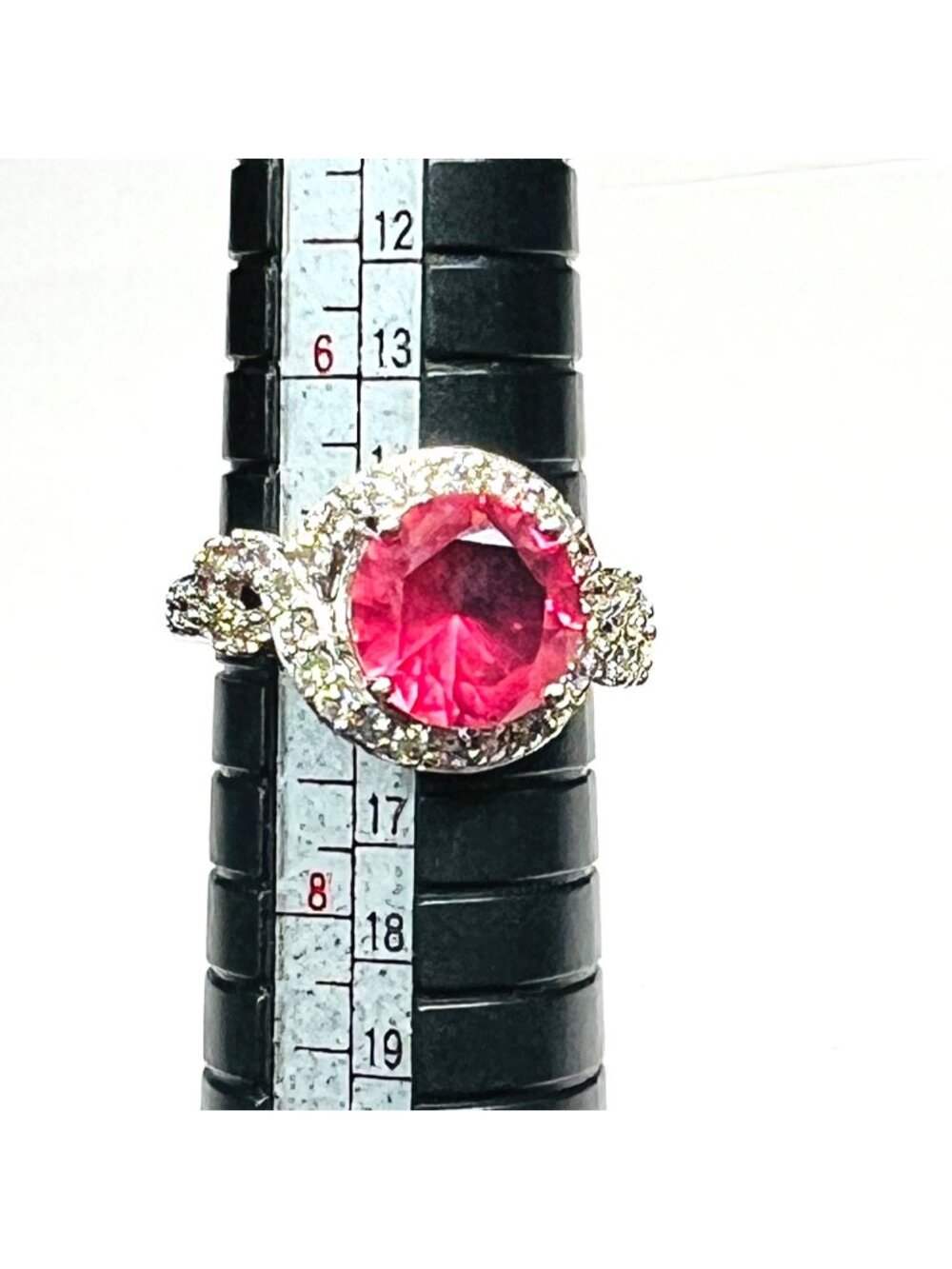 Pink Ring, NWOT, Size 7, pink stone, silver color band - Picture 5 of 8